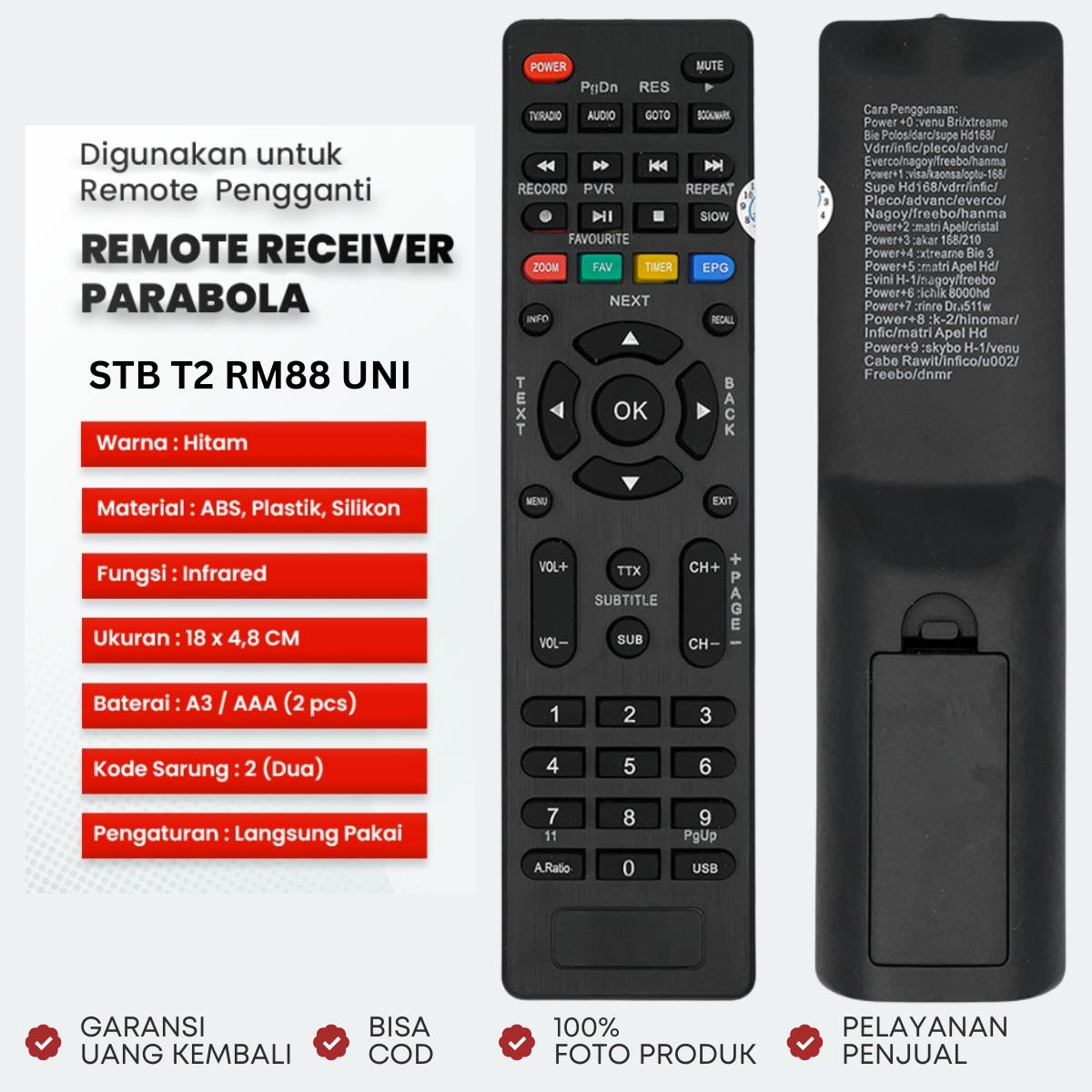 REMOTE RM88 UNI MATRIX LUBY DLL STB T2 UNIVERSAL