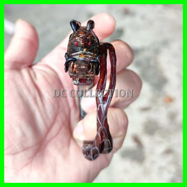 Gelang Akar Bahar Merah Ukir Naga Full Sisik Agak Besar