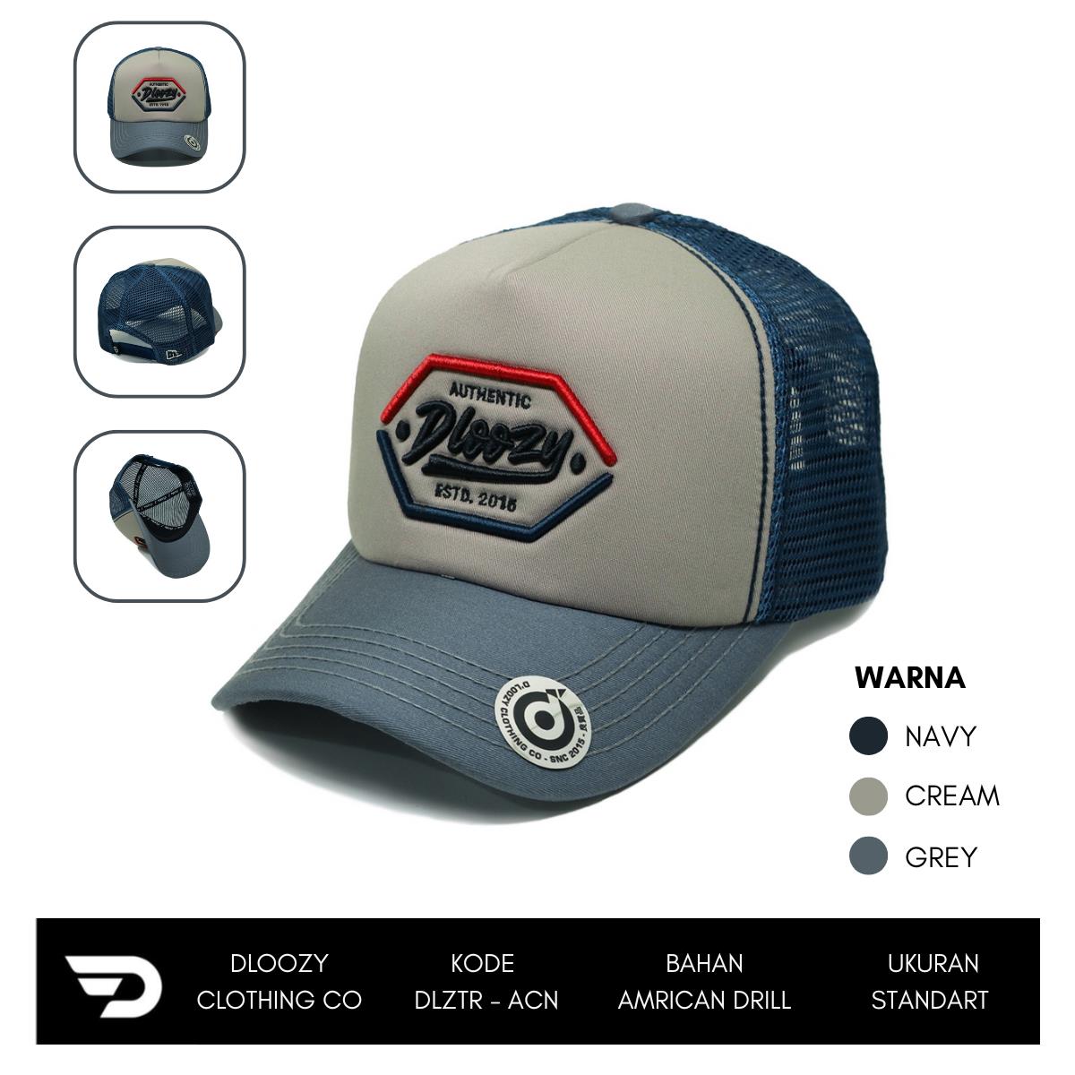 Topi Pria Original Asli Distro Proshop Dewasa Terbaru Trucker Jaring Dloozy Official DLZTR-ACN