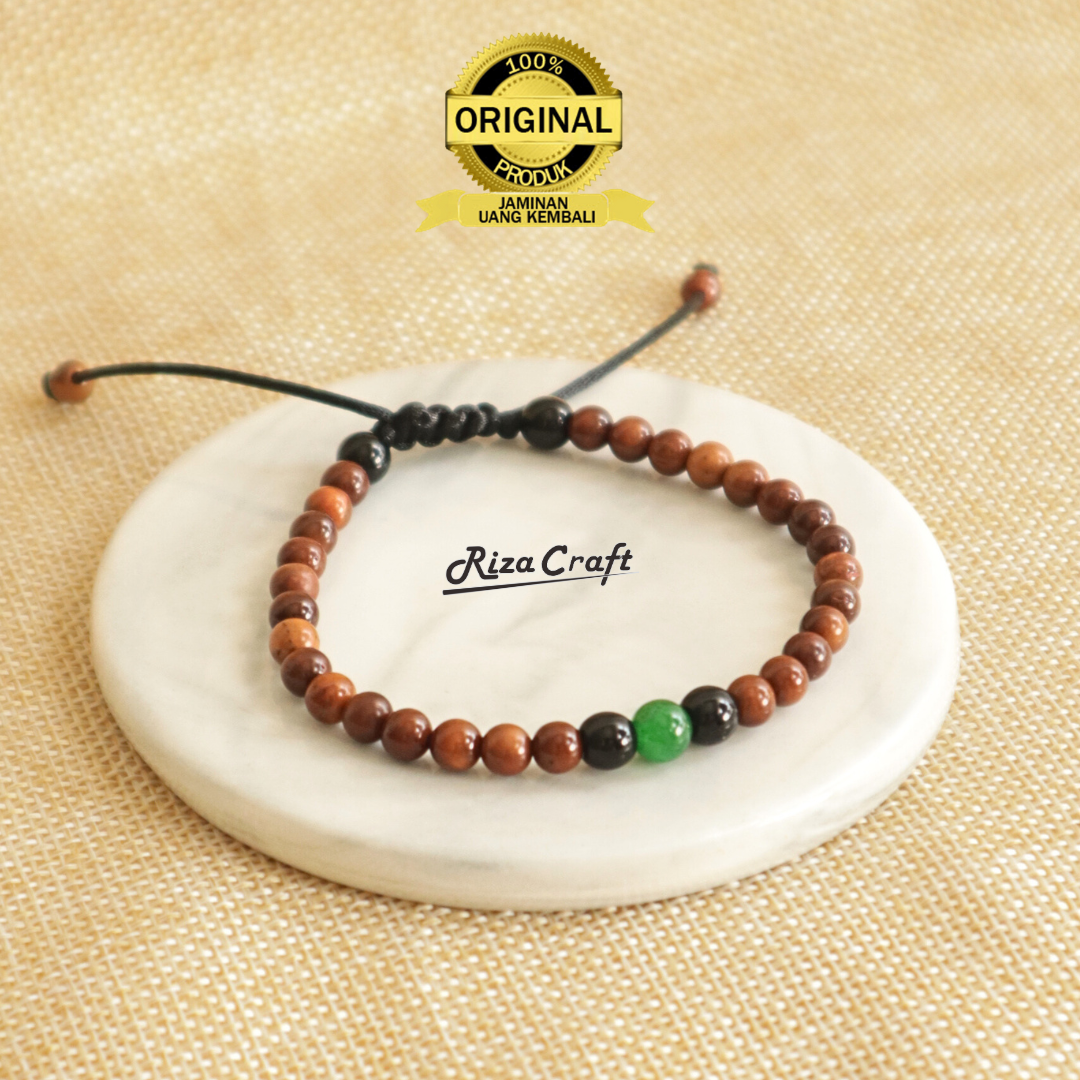 Gelang Tasbih Kayu Kokka Bertuah Kayu Kokka Kaukah mix Batu Akik Alam ASLI Original 33 Butir