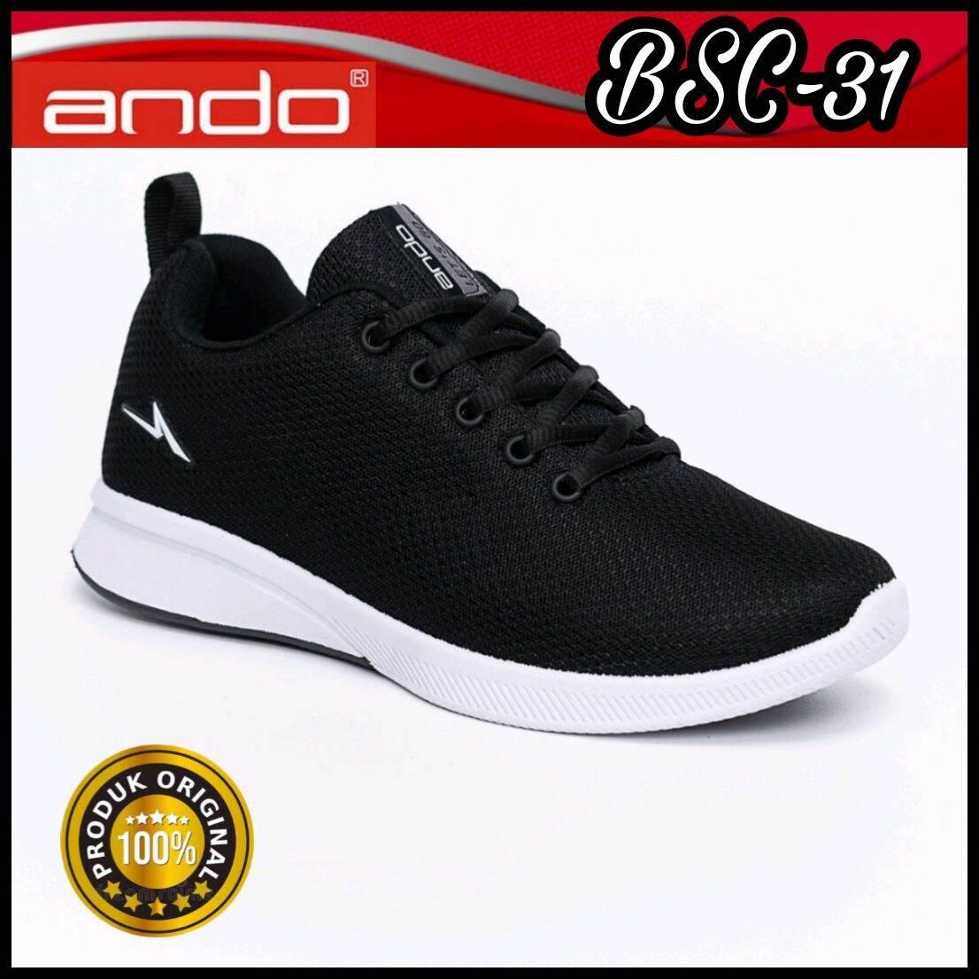 Sepatu Sneakers Sekolah Kerja Sport Cewek Cowok Anak Dewasa Kekinian Ando Tali Hitam Putih 37 sd 40 Berkualitas