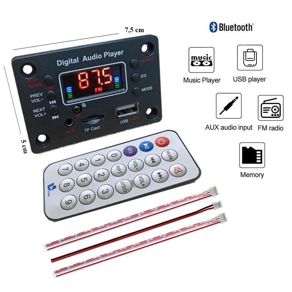 Kit Modul Pemutar MP3 60BT 12v Bluetooth model kotak