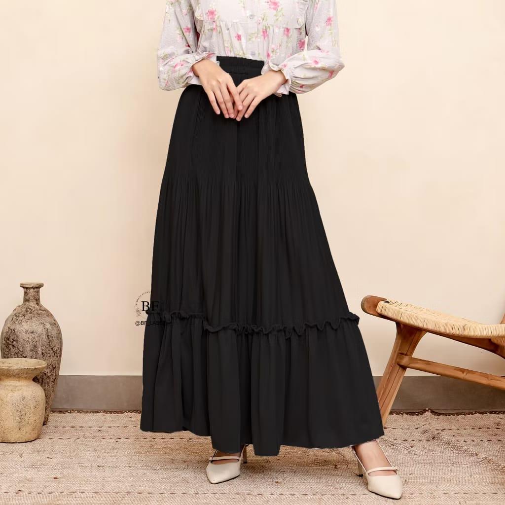 Rok Plisket Polos terlaris kualitas tebal rok plisket muslim all size fit M-XXL bb45-85kg