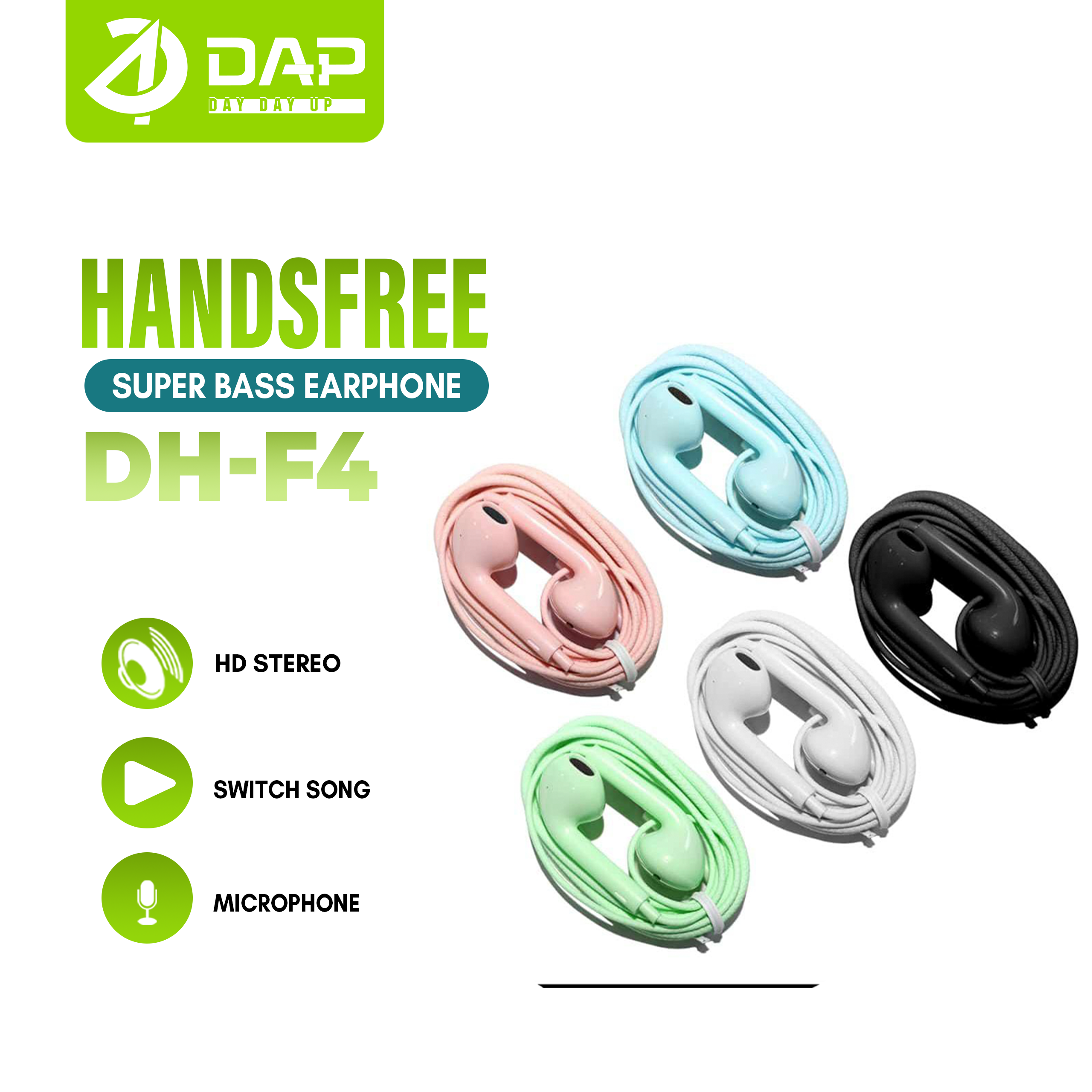 DAP DH-F4 Handsfree HD Stereo Compatible with all Jack 3.5mm Devices - Garansi 1 Tahun