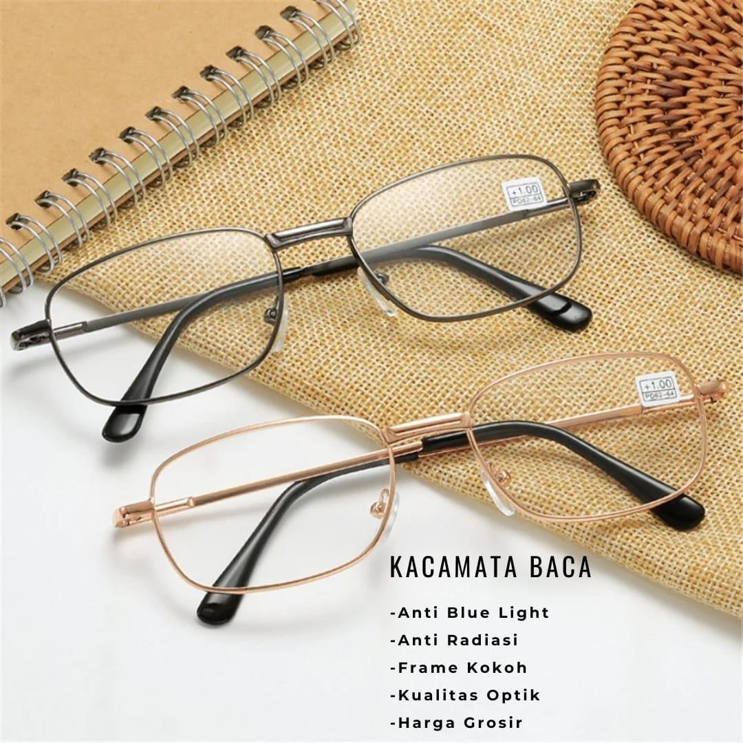 COD KACAMATA BACA PLUS FRAME BESI TITANIUM +100 +125 +150 +175 +200 +225 +250 S/d +400 ANTI RADIASI HP&KOMPUTER 888