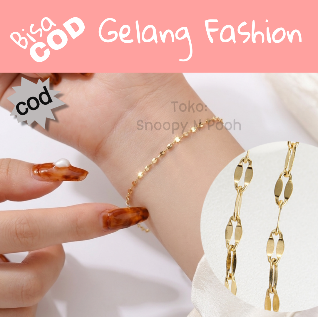 Gelang Wanita Titanium Biji Kopi Anti Alergi Minimalis Korea Emas Perhiasan