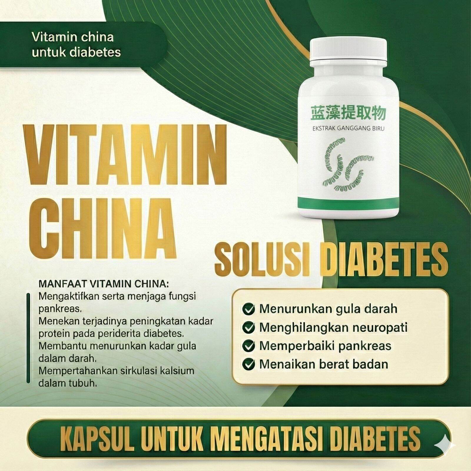 VITAMIN CINA DIABETES HERBAL GANGGANG BIRU TCM FITOFARMAKA GULA DARAH KENCING MANIS