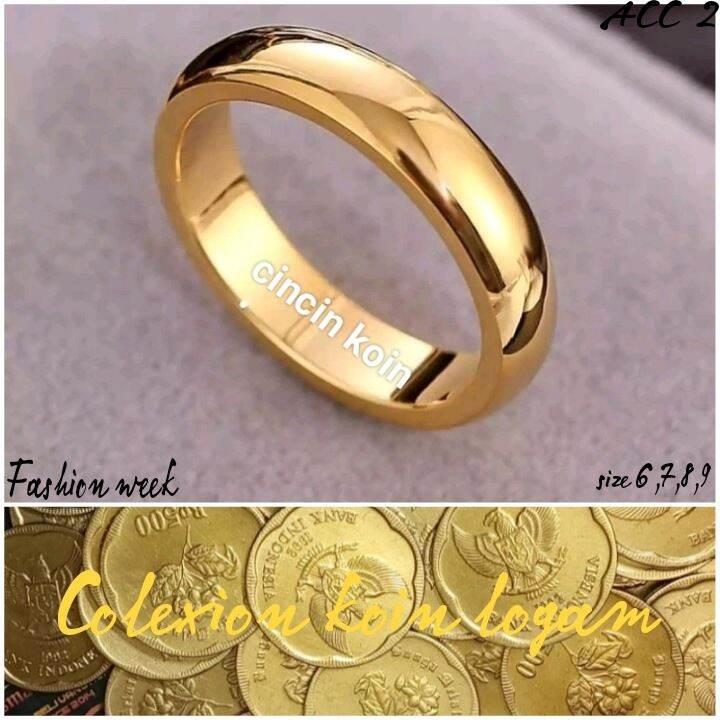 Cincin Polos Terbuat Dari Koin Logam 1991-1992 Berlapis Emas 24k Anti Karat Anti Luntur