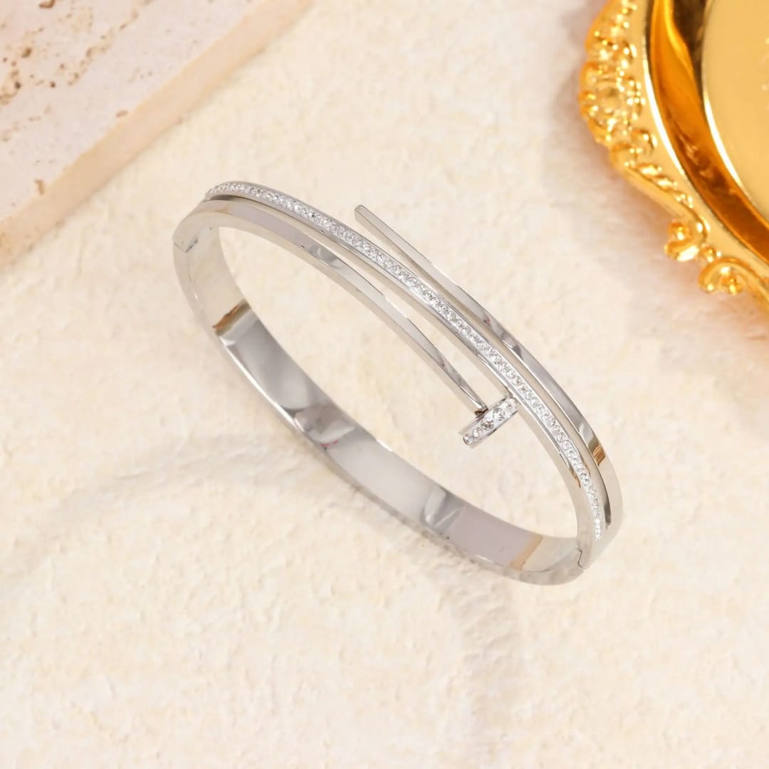 Gelang Bangle Motif Paku Cantik Permata Terbaru Titanium Stainless Steel