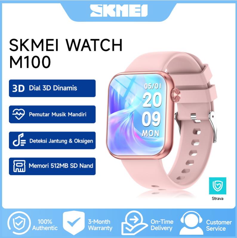 SKMEI Smartwatch M100 Layar 3D Layar HD 1.39" DIY Video Dinamis Musik Bluetooth Panggilan Dial /100+ Mode Sport /IP68 Tahan Air