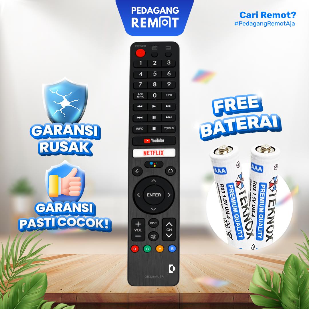 Remot Remote TV Sharp Aquos LCD LED Smart Android TV GB326WJSA IR (Non Voice Command) 2T-C42BG1i 2T-C50BG1i