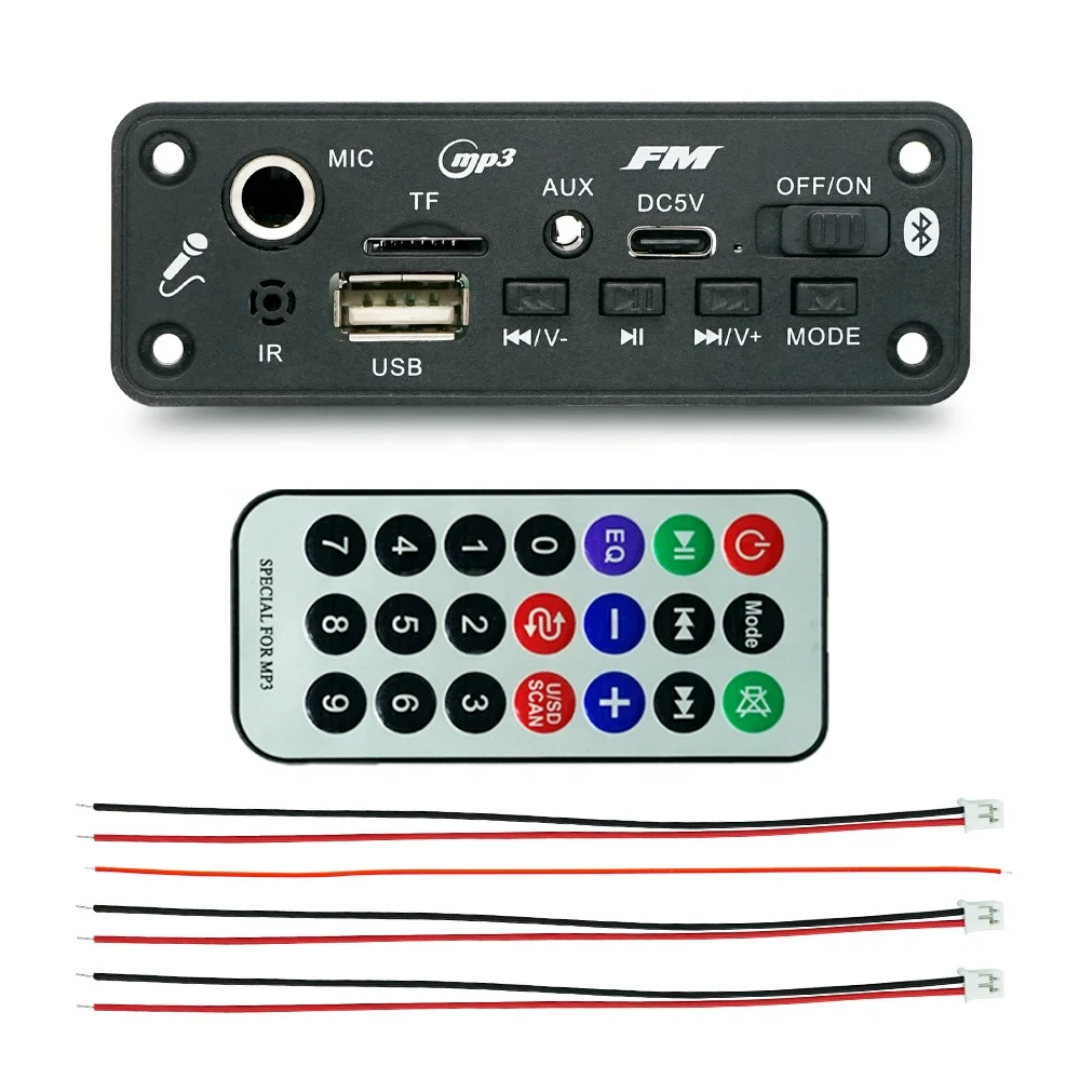2x5W Modul Mp3 Player Stereo Amplifier DC 3.7V - 5V Bluetooth Mic Karaoke