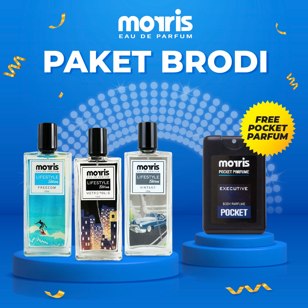[BUY 3 GET 4] Morris Bundle Special BRODI [Lifestyle Metropolis+Freedom+Vintage] GRATIS POCKET PARFUM EXECUTIVE