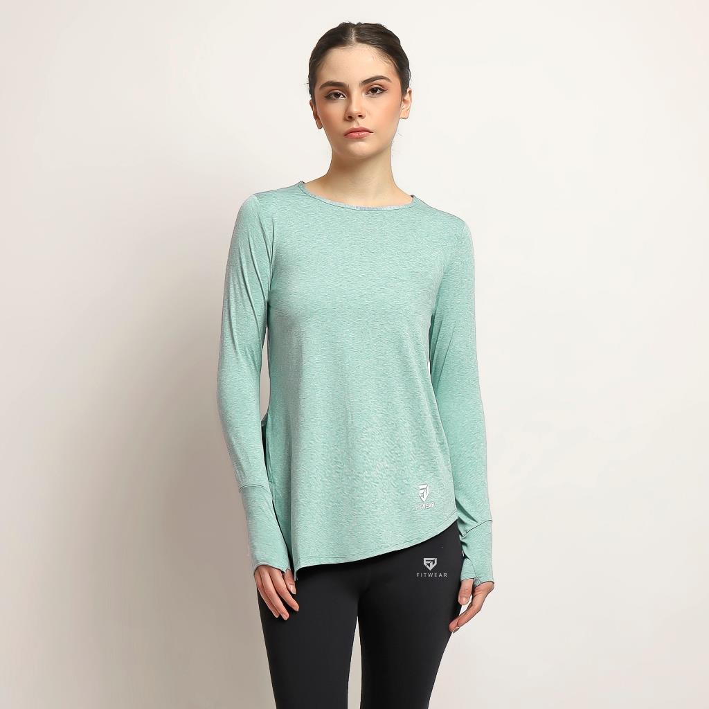 Fitwear - Kaos Olahraga Wanita FITWEAR NEW AURORA DRYFIT SIDE TIE OVERSIZE L/S - S - 2XL
