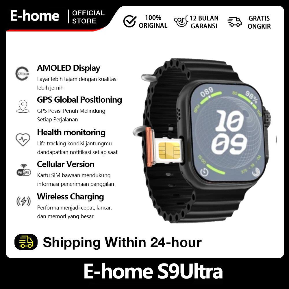 【Bisa hotspot】E-home Watch Shop 4G Smartwatch S9 Ultra Sim Card Wifi 6+64GB PlayStore Bluetooth GPS NFC Full Touch Screen Phone Call IP68 Waterproof Wireless Charge Sport Jam Tangan Wanita Smart Watch Pria Jam Tangan Couple Bisa WhatsApp Goole Play TIKTOK