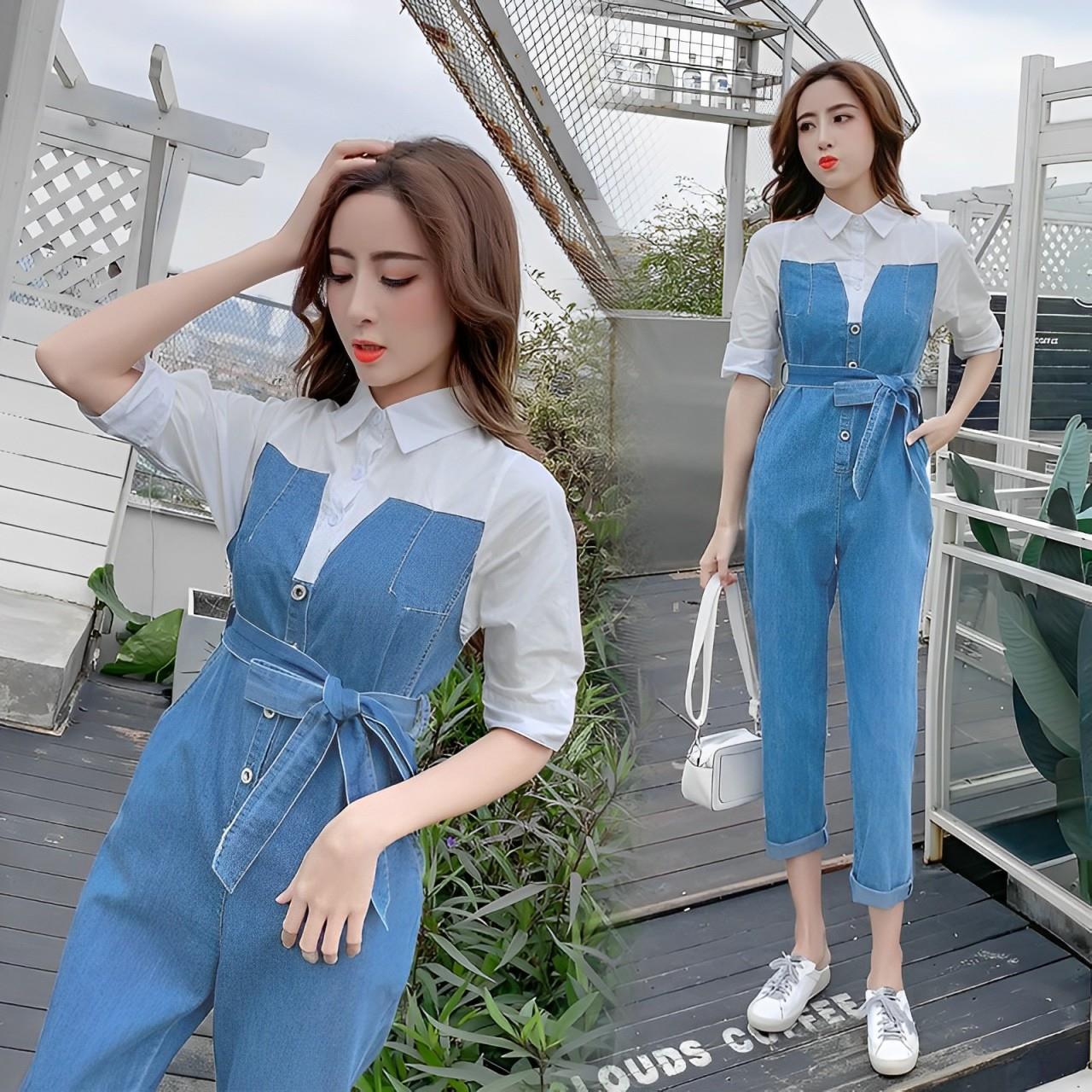 RO Jumpsuit Dessy Ld 100 cm P 130 cm B 250 gr Cotton Supernova Combine Mosscrepe Viscose #4119
