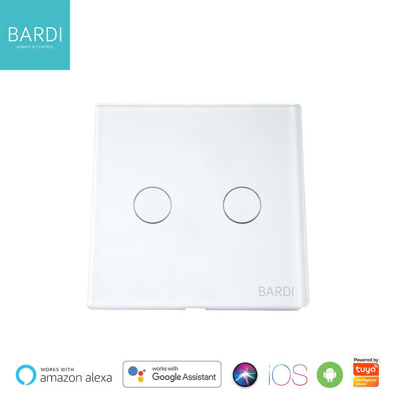 BARDI Smart WiFi Touch Wallswitch - EU 2 Gang White Putih / Black Hitam