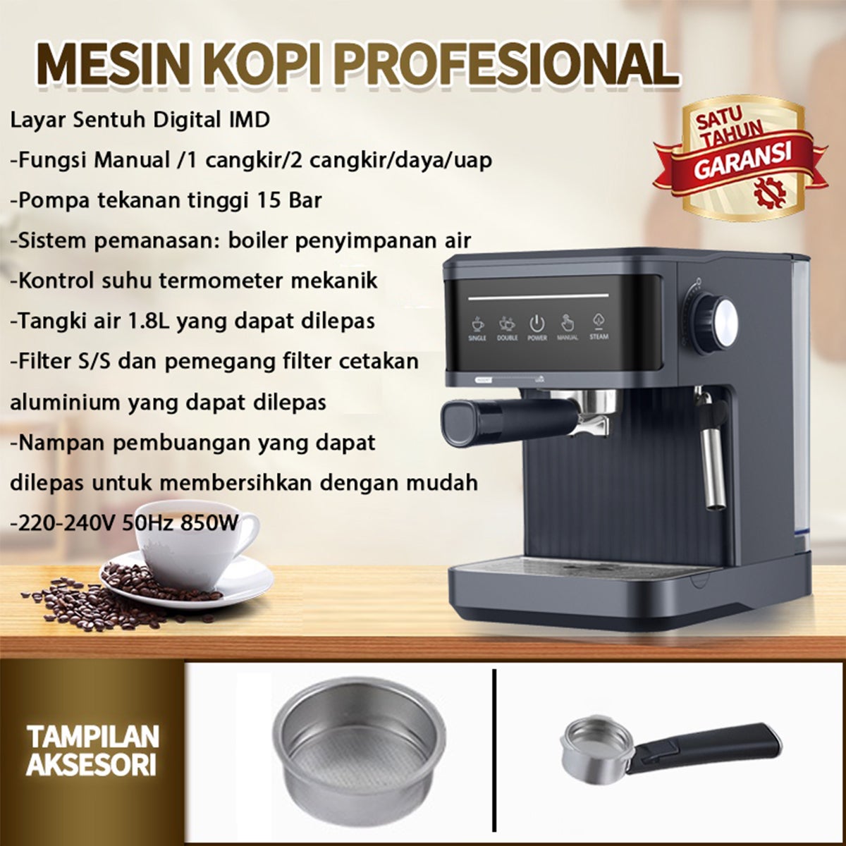 EF Mesin kopi pompa kecil rumah tangga sepenuhnya semi-otomatis kopi instan komersial cerdas susu uap teko kopi terintegrasi