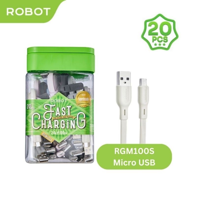 [TIGER] Original Robot Kabel Data Micro USB Type-C Lightning RGM100S / RGC100S / RGL100S Toples isi 20