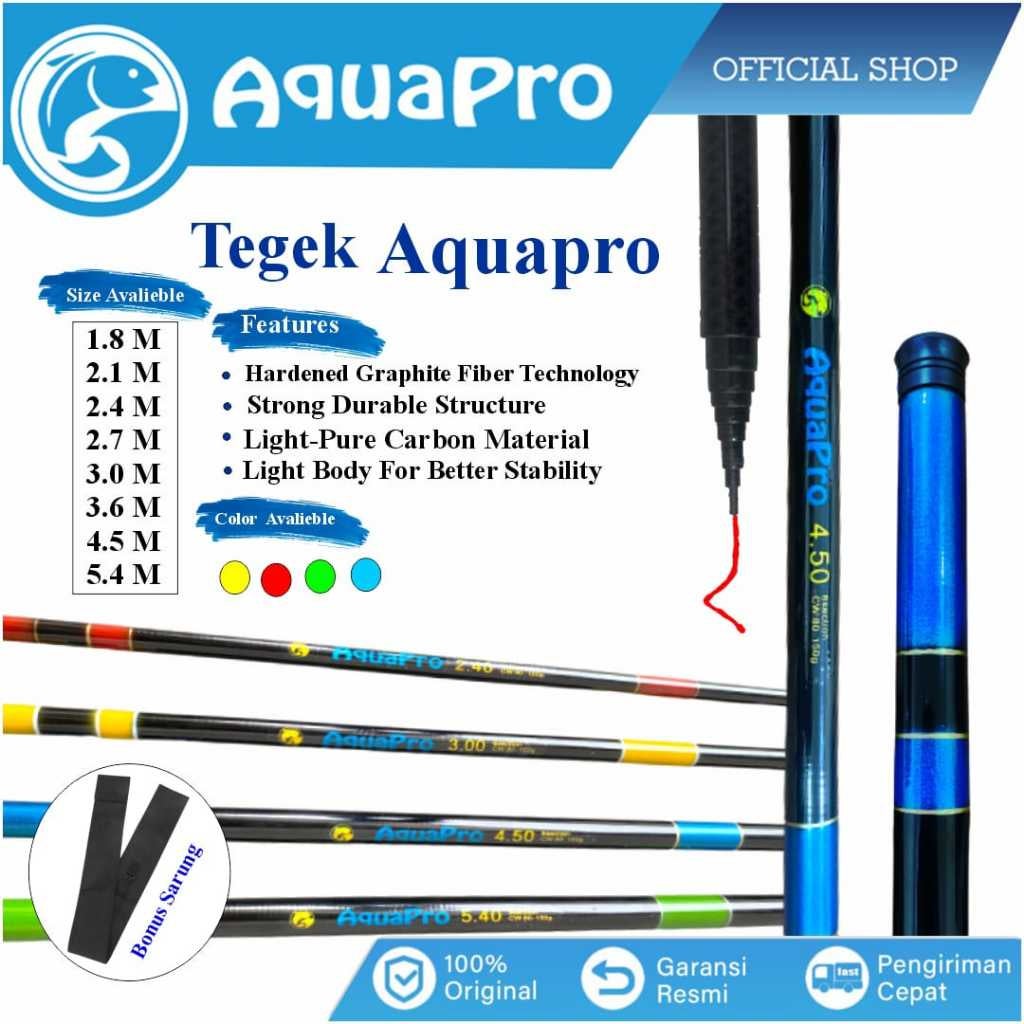 Aquapro Joran Tegek 1.8M-3.6M Kualitas Tinggi Super Ringan Serat Kaca Keras Tangan Pancing Portabel Teleskopik Pancing Joran Pancing Joran Tegek Tongkat Pancing