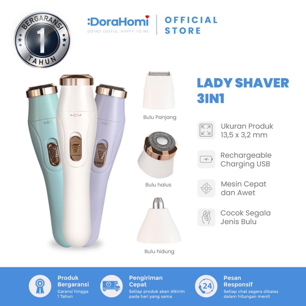 DoraHomi Pencukur Bulu Elektrik Portable Wanita & Pria Multifungsi Tanpa Sakit