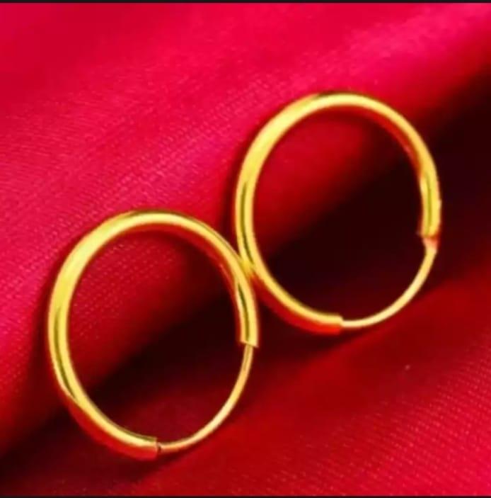 Anting Bulat Polos Gold 24k Anti Karat Perhiasan Wanita Dewasa Tidak Luntur 15mm