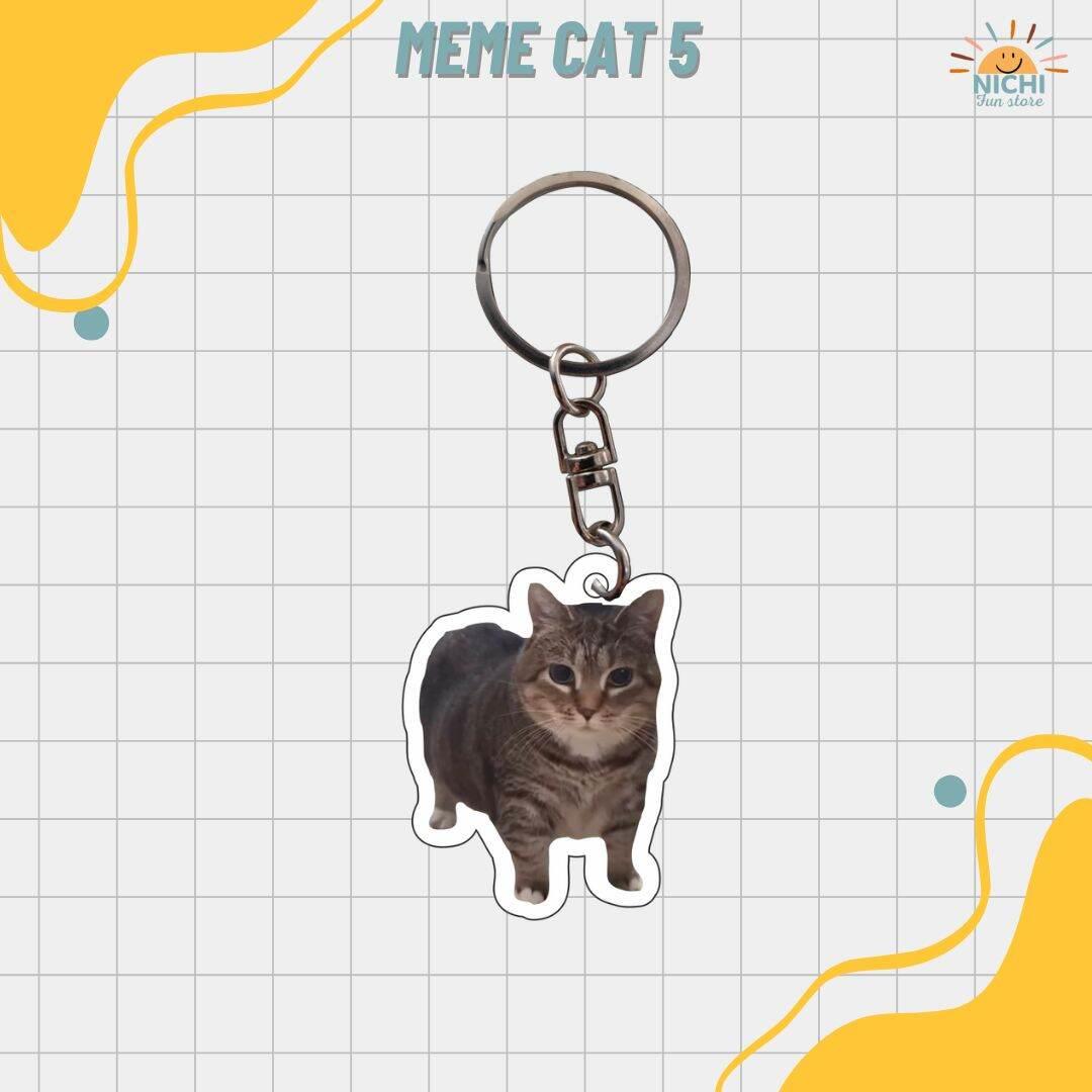 KEYCHAIN AKRILIK MEME CAT VER. 5/GANTUNGAN KUNCI AKRILIK MEME CAT VER. 5/AKSESORIS GANTUNGAN KUNCI AKRILIK