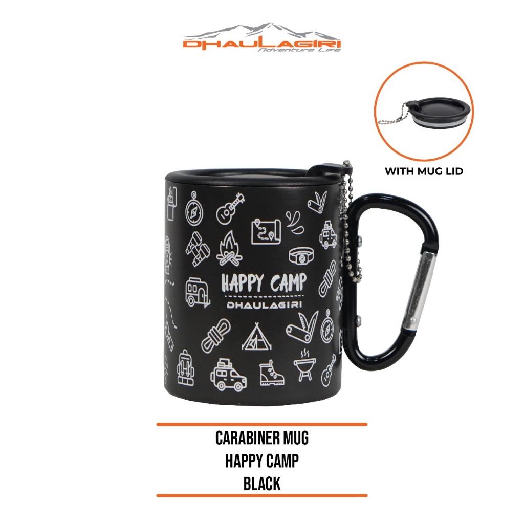 Dhaulagiri - Mug Stainless - Carabiner Mug Happy Camp 300ML - Mug Gelas Camping Double Walled Stainless Steel 304 Tahan Panas Dan Dingin