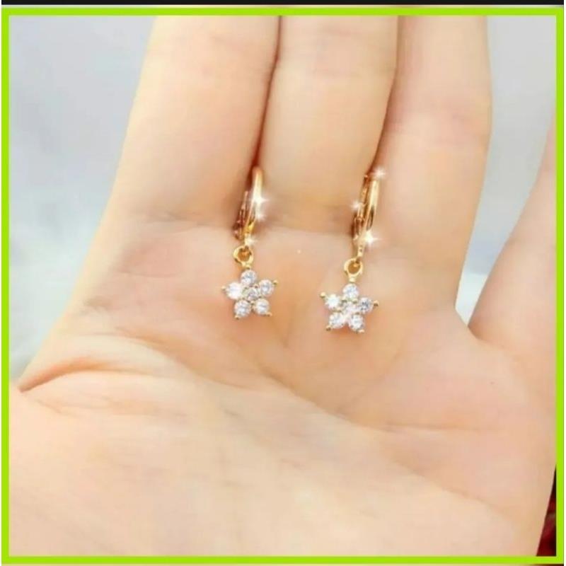 Anting titanium gold anak motif gandul bintang perhiasan wanita terlaris anti karat