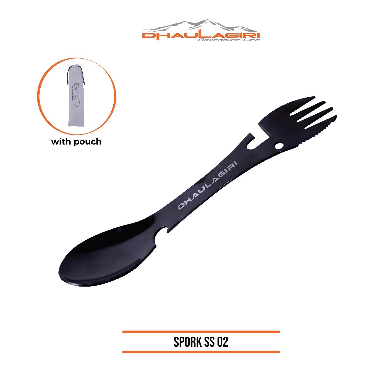 Dhaulagiri - Sendok - Sporksteel SS02 - Sendok Garpu Multifungsi Material Stainless Steel + Pouch Ultralight Untuk Camping Hiking dan Kegiatan Outdoor