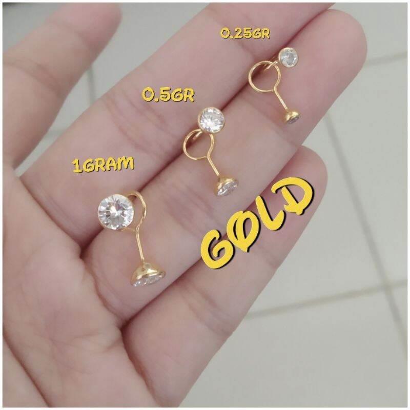 Anting toge gold mata perak 925 lapis emas asli