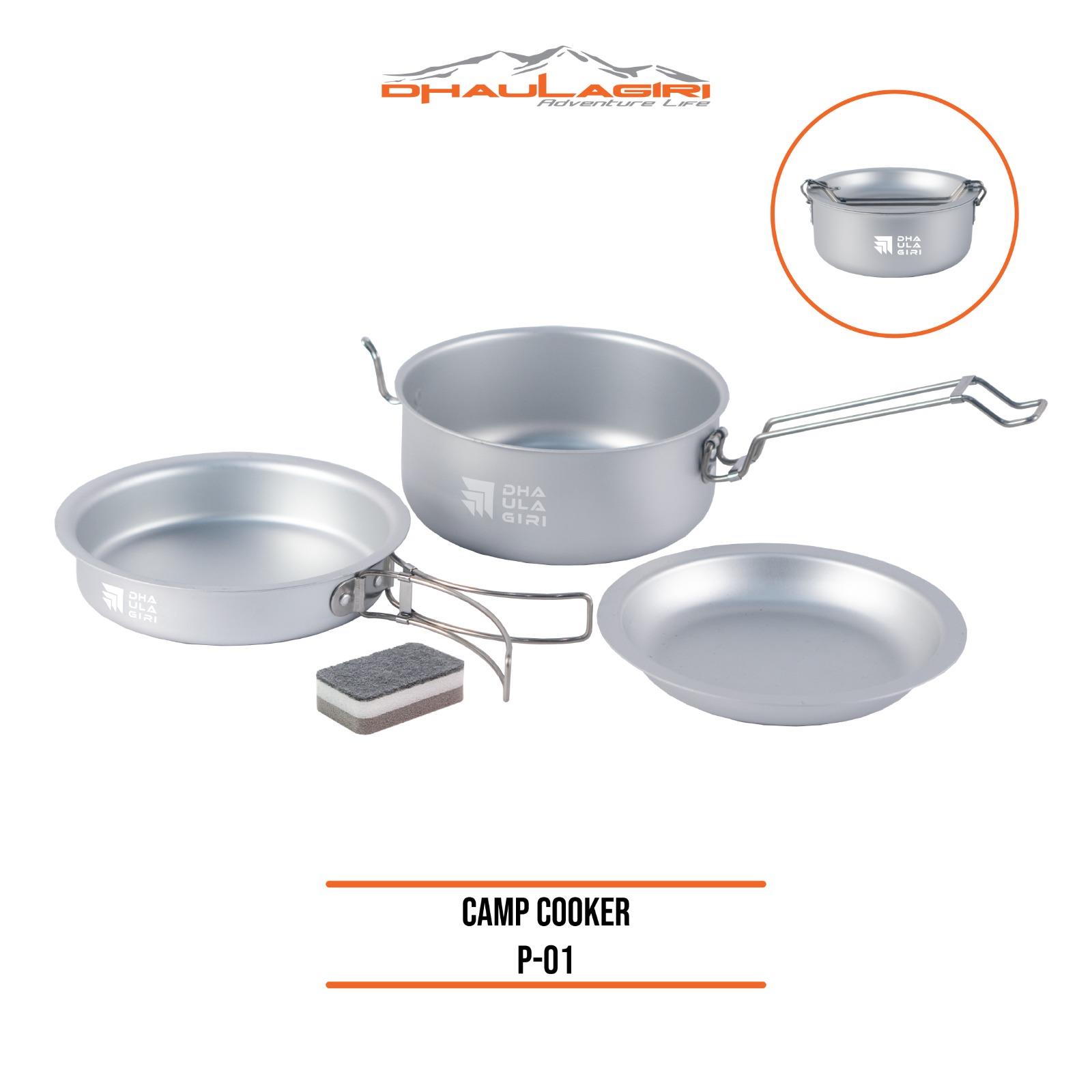 Dhaulagiri - Nesting Camping - Camp Cooker P-01 - Set Alat Masak Camping Anti Karat Ringan dan Ringkas