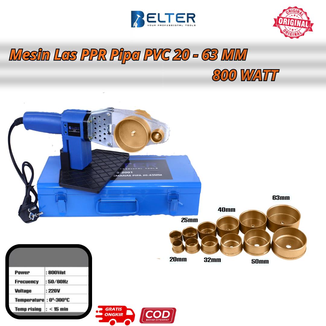 BELTER Mesin Las Pipa PPR 20 63 MM Pemanas Pipa PPR Pipe Heater Mesin Las PPR Pemanas Pipa