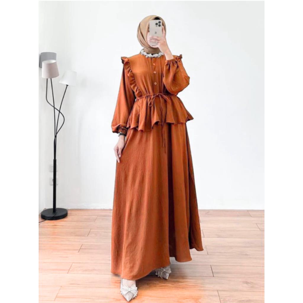 Dress Ivana Ruffle | Gamis Cringkle Wanita Maxy Ruffle | Dress Kondangan Wanita