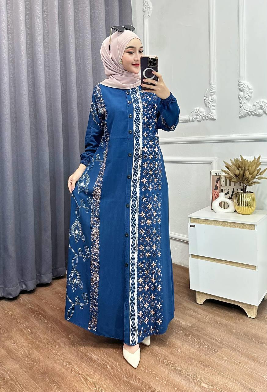 Gamis Twill Rayon Model Kancing Cap Malaman Premium Kekinian Pekalongan