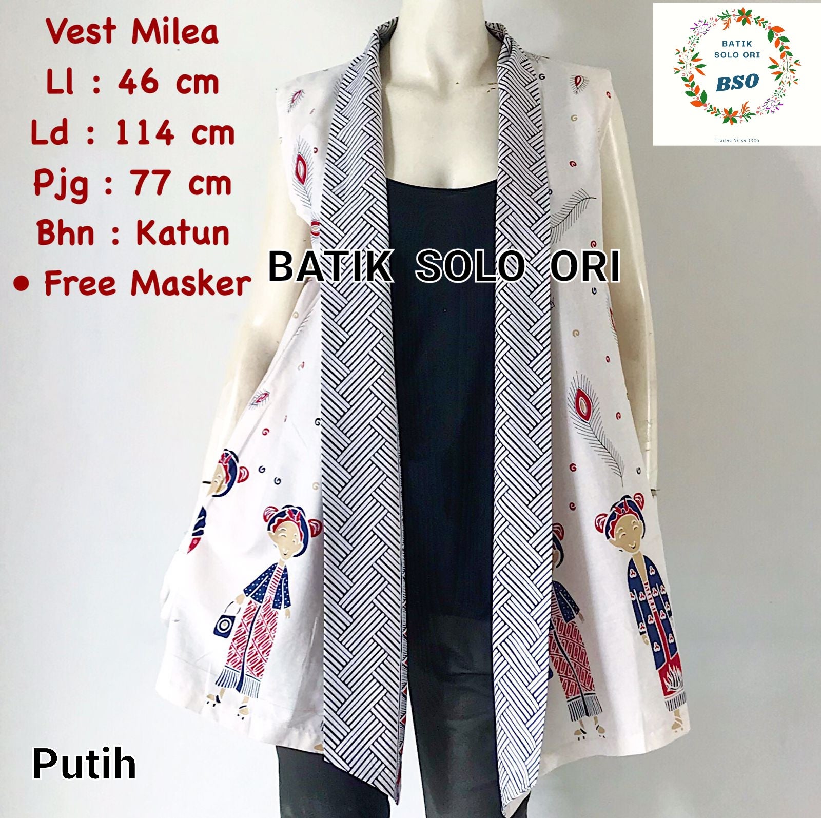 BATIK SOLO BSO VEST BATIK ANYA MILEA PUTIH / Outwear / Vest / Cardi Batik Karakter - Vest Anya MILEA PUTIH / SERAGAM VEST BATIK SOLO. VEST BATIK KANTOR BANK GURU DOSEN HAJATAN KONDANGAN. VEST BATIK 2023 KEKINIAN TERBARU TERMURAH TERLARIS VIRAL BISA COD