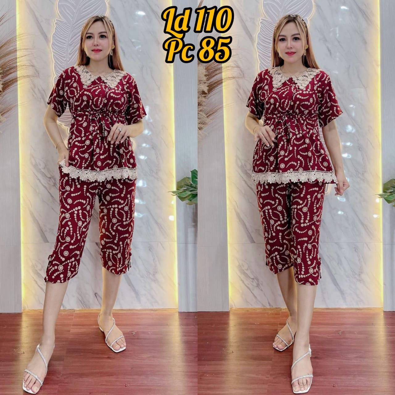 Setelan 7/8 Renda Motif Ulir Tali Serut Claressa Collection One Set Lengan Pendek Jumbo