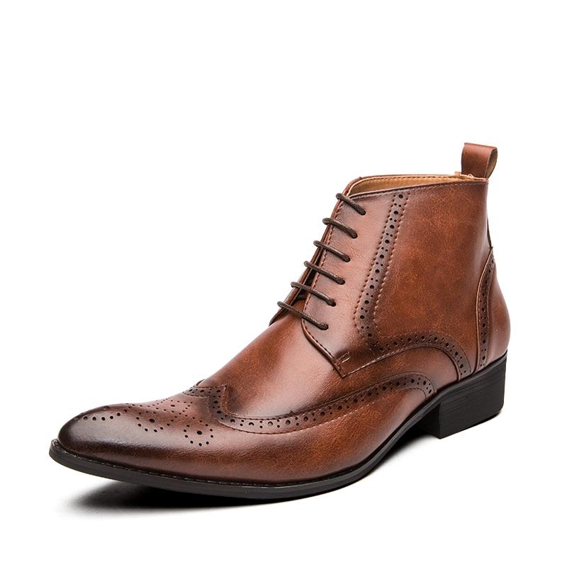 Premium Fashion Klasik Kulit Sepatu Boots Pria Tali Formal PDH Tinggi Cowok Dewasa Kerja Keren Handmade 316