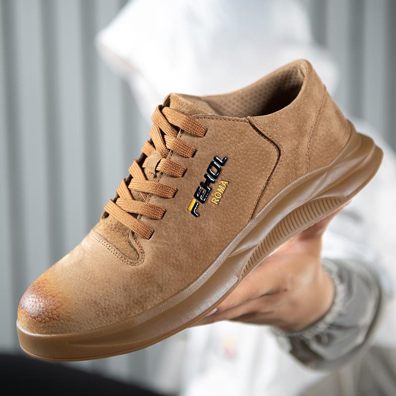 Kulit Sepatu Safety Boots Pria Cowok Touring Safety Shoes Tracking Ujung Besi Kerja Proyek Olahraga Pendek 065