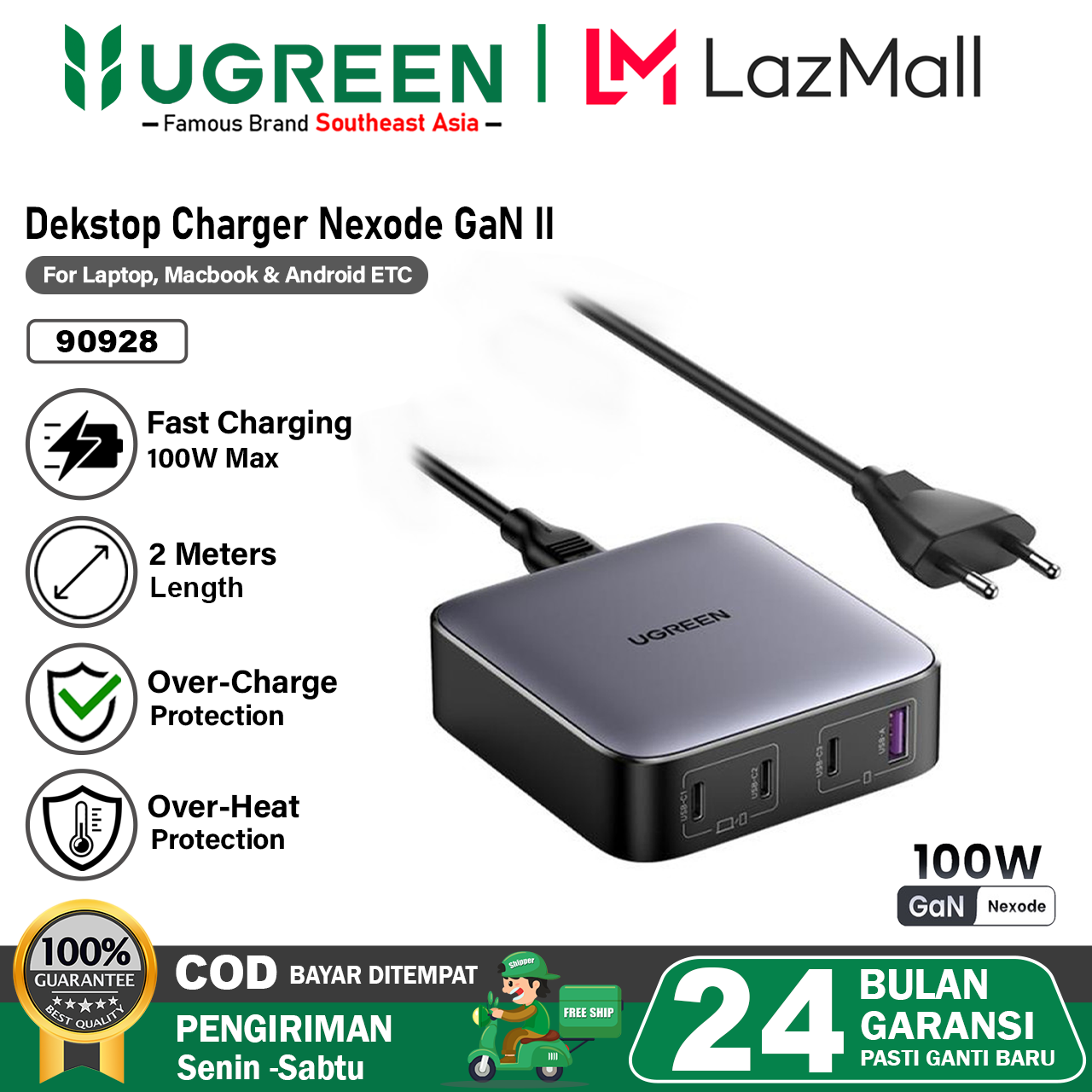 UGREEN Desktop Charger GAN 100W For Macbook Laptop FAST Charging 90928