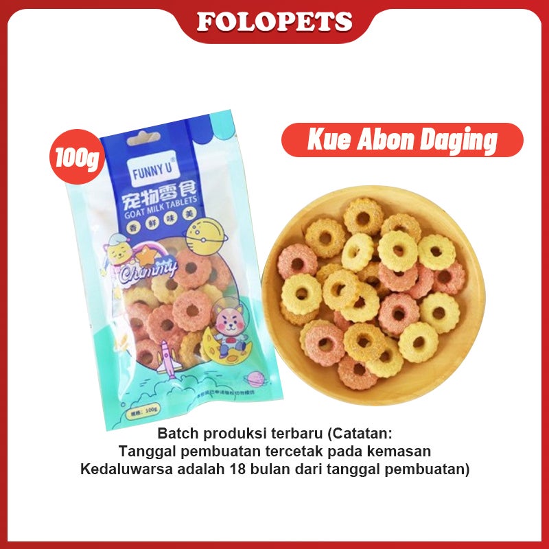 FOLOPETS Funny U Peliharaan Snack Biskuit Untuk Goat Milk Snack Kalsium Cemilan Anjing Kucing Makanan Kucing Treat