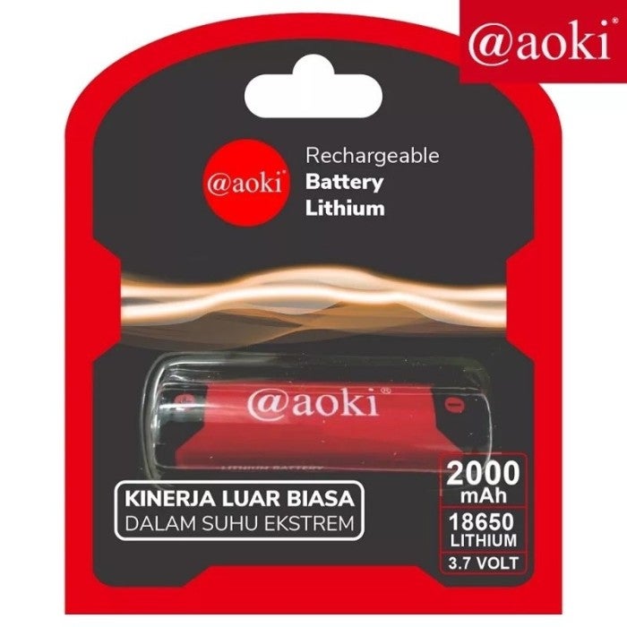 BATERAI ORI AOKI 18650 | 2000MAH - BATRAI CAS