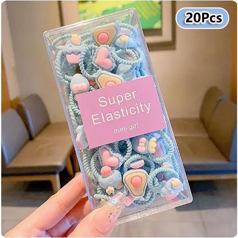 20Pcs/Box Tali Rambut Bayi Perempuan Hiasan Kepala Cincin Rambut Elastisitas Tinggi