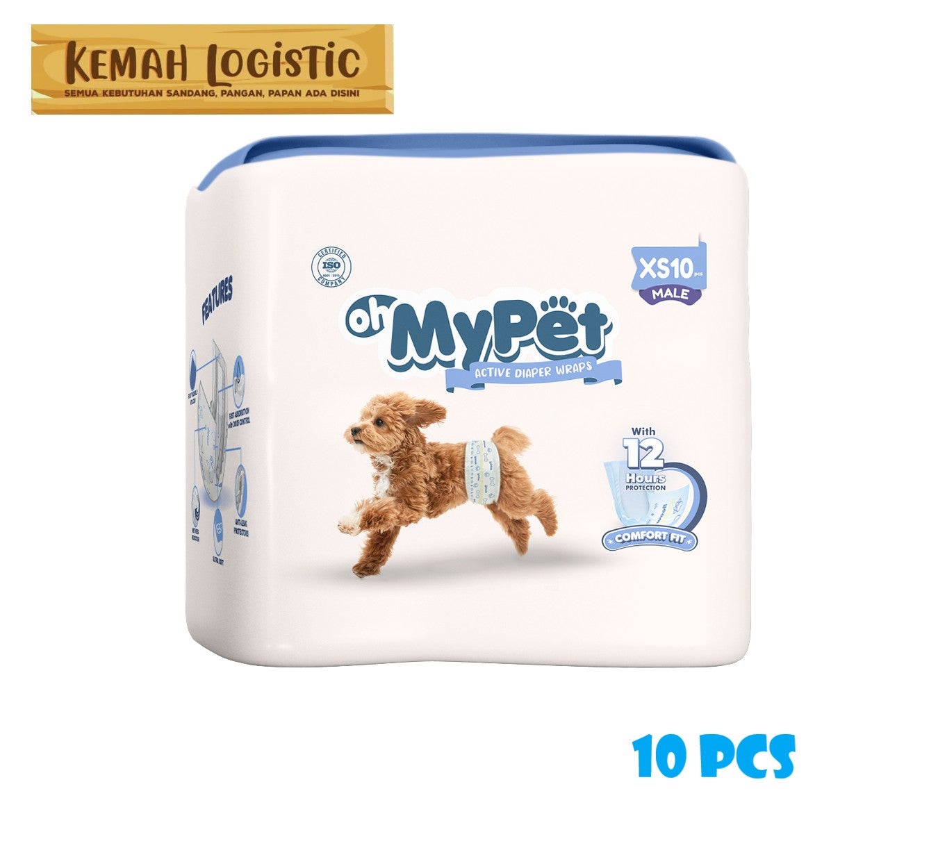OH MY PET Popok Anjing Jantan Anti Bocor 12 Jam isi 10 Lembar Dog Diaper Male