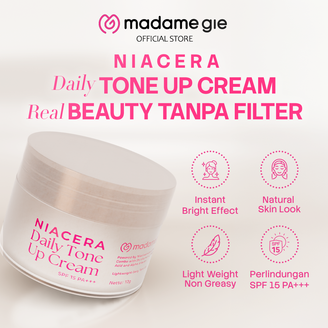 [NEW] Madame Gie Niacera Daily Tone Up Cream SPF 15 PA+++ – Skincare Tinted Moisturizer | Niacinamide & Ceramide | Tranexamic Acid | Cica Extract |. Lightweight Texture