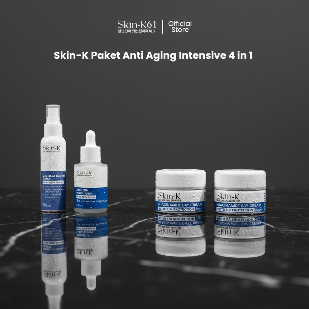 Skin-K61 - Paket Anti Aging Intensive 4in1 (Toner + Day Cream + Night Cream + White Serum)