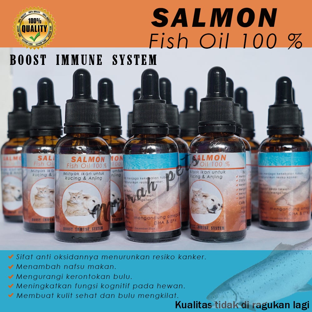 MINYAK IKAN SALMON MURNI 50 ML UNTUK KUCING ANJING DAN HEWAN PELIHARAAN LAIN MURAH PETS