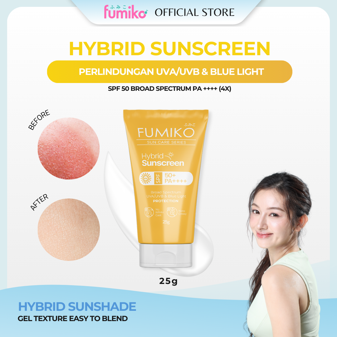 FUMIKO - Max Protection Hybrid Sunscreen SPF 50+/PA++++ 25g| Ringan & Mencerahkan Kulit| None Greasy