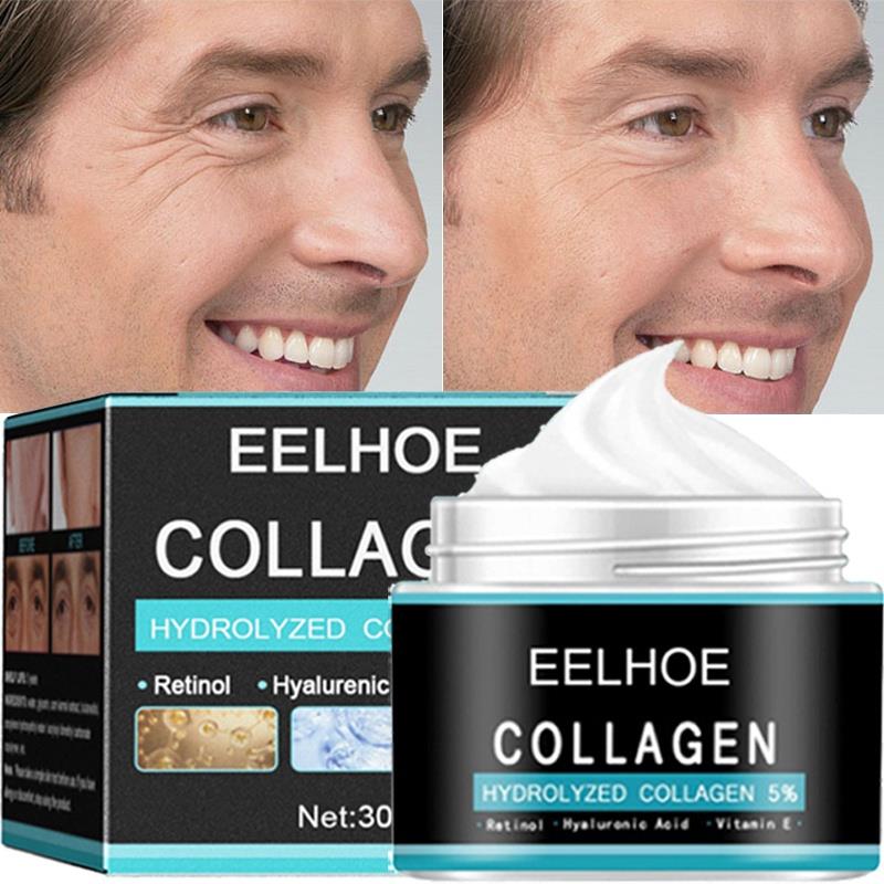 EELHOE Mens Collagen Cream 50g Krim Pria Pencerah Wajah Pelembab Anti Penuaan Kerut Penuaan