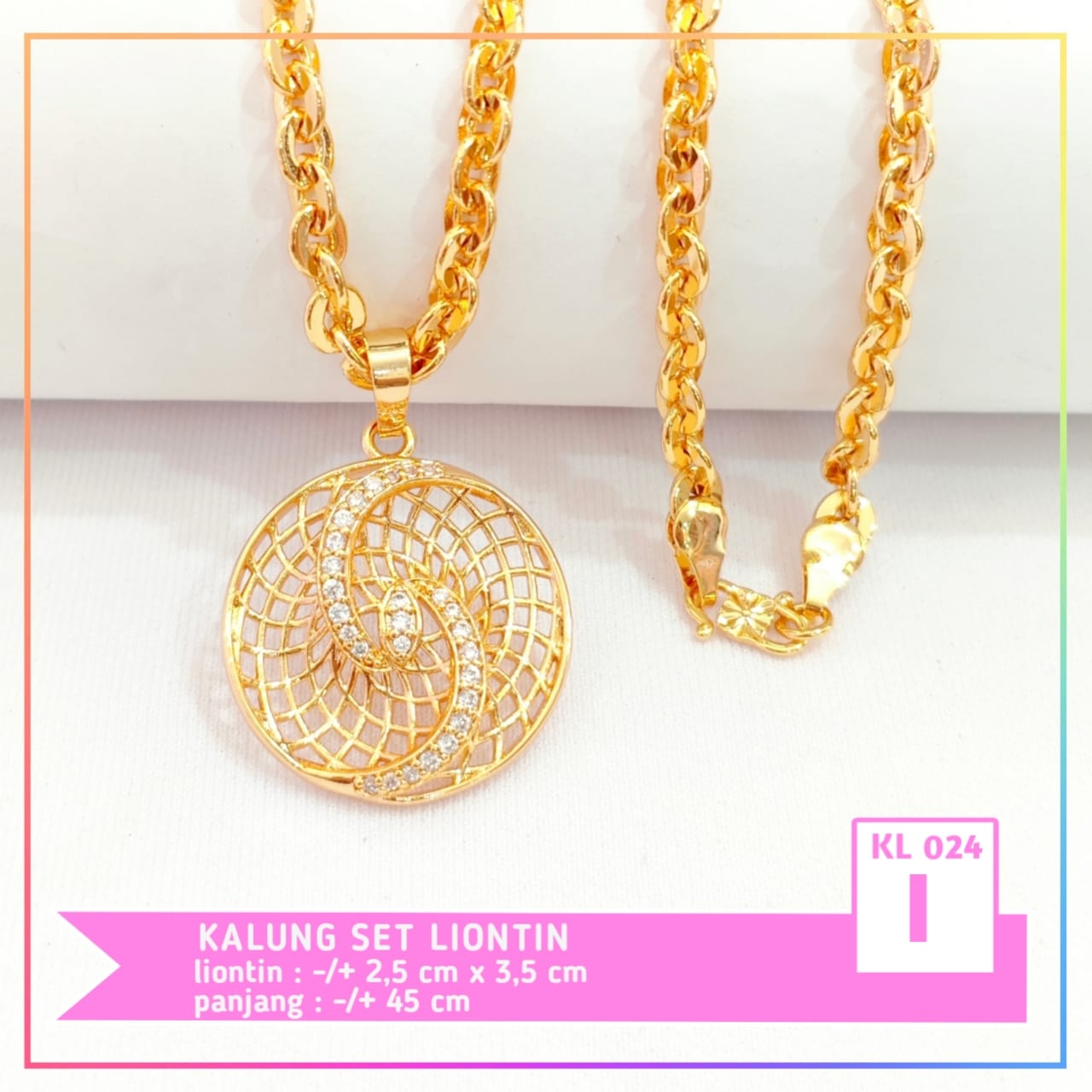 Nice Jewelry Kalung Dewasa Liontin Dubai Krawang Perhiasan Lapis Emas KL 024